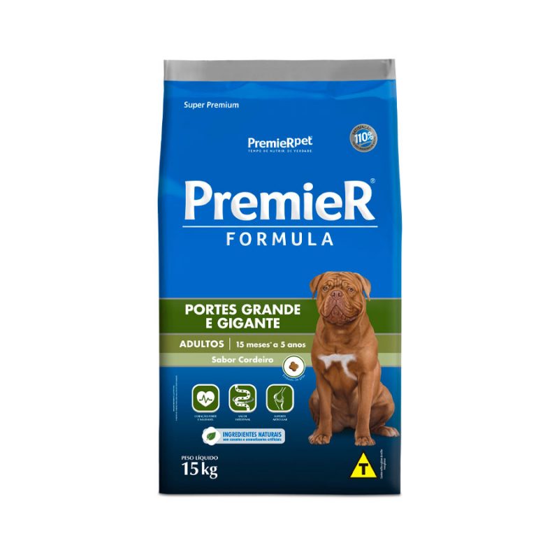 Ração Premier Cães Adultos Raças Grandes e Gigantes Cordeiro 15 kg