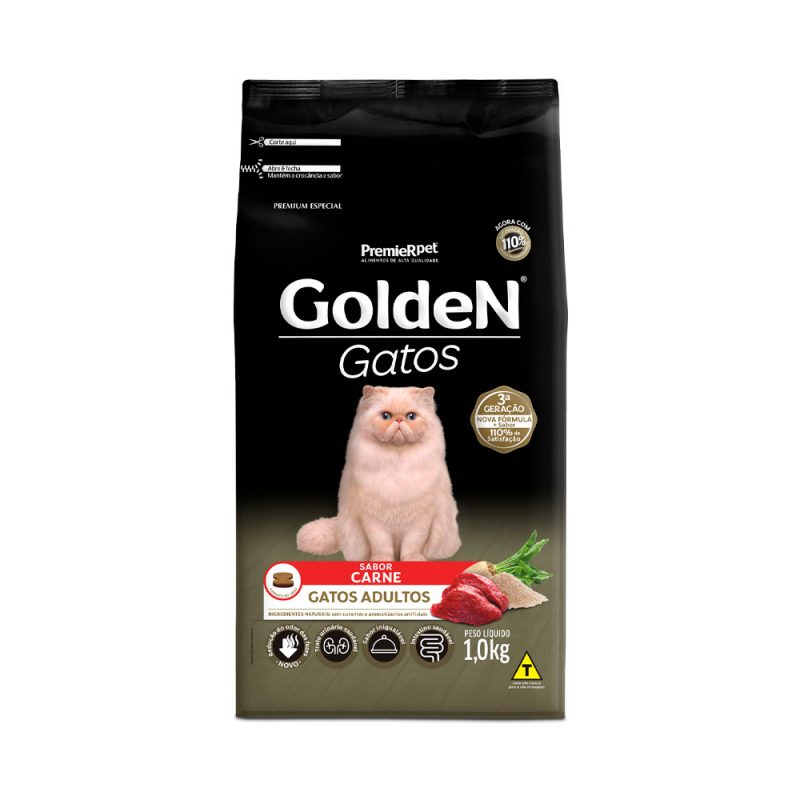 Ração Golden Gatos Adultos Carne 1 kg