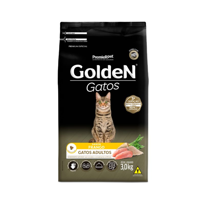 Ração Golden Gatos Adultos Sabor Frango 3kg