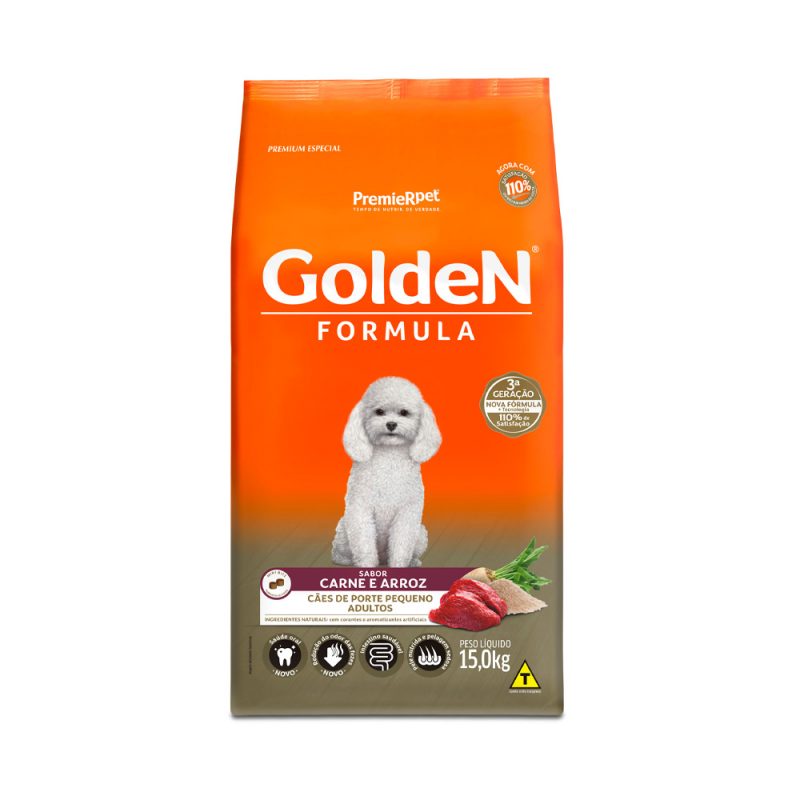 Ração Golden Formula Cães Adultos Raças Pequenas Carne e Arroz Mini Bits 15 kg