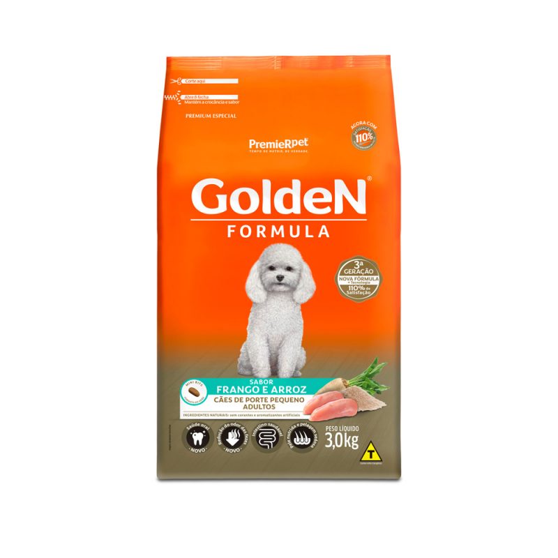 Ração Golden Fórmula Cães Adultos Raças Pequenas Frango e Arroz Mini Bits 3 kg