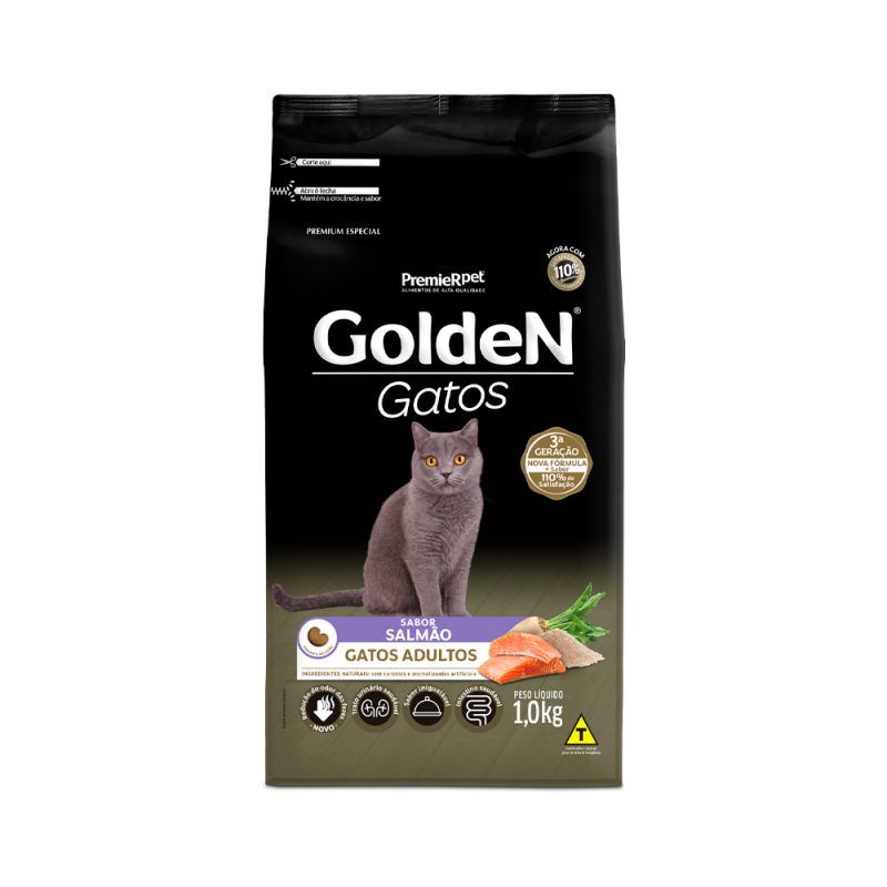 Ração Golden Gatos Adultos Sabor Salmão 1kg