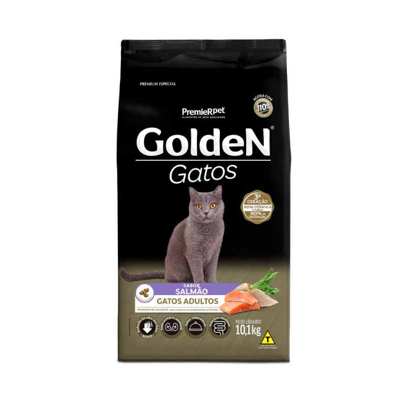 Ração Golden Gatos Adultos Sabor Salmão 10,1 kg