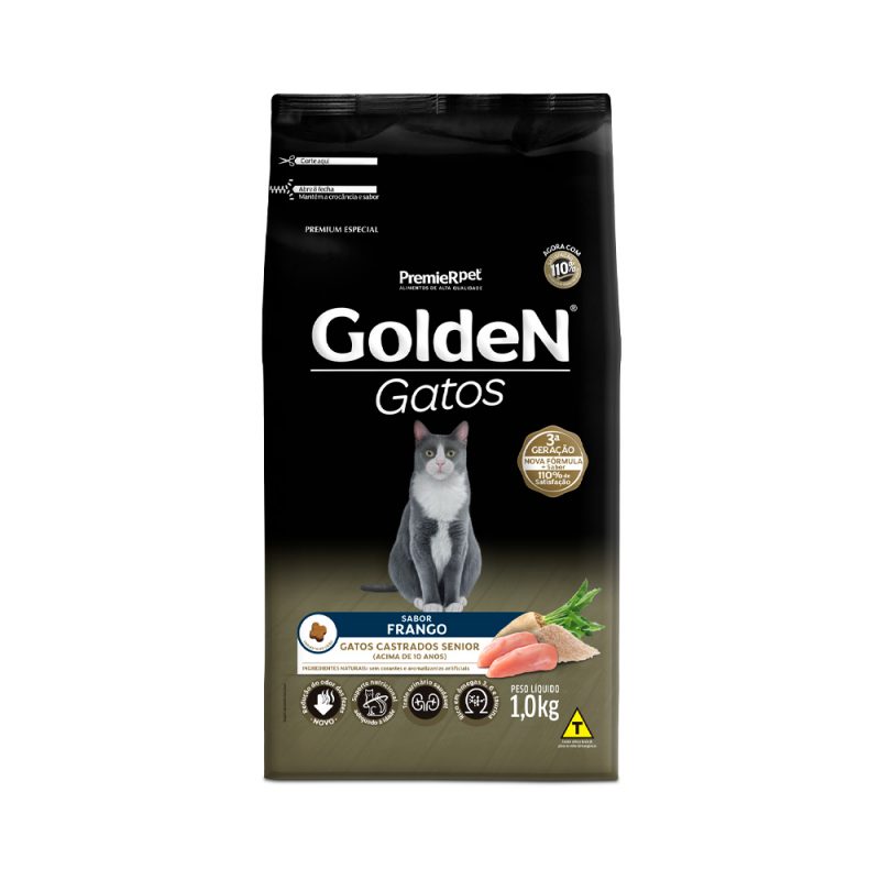 Ração Golden Gatos Castrados Sênior Frango 1 kg