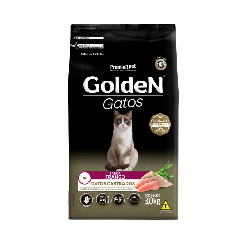 Ração Golden Gatos Castrados Frango 3kg