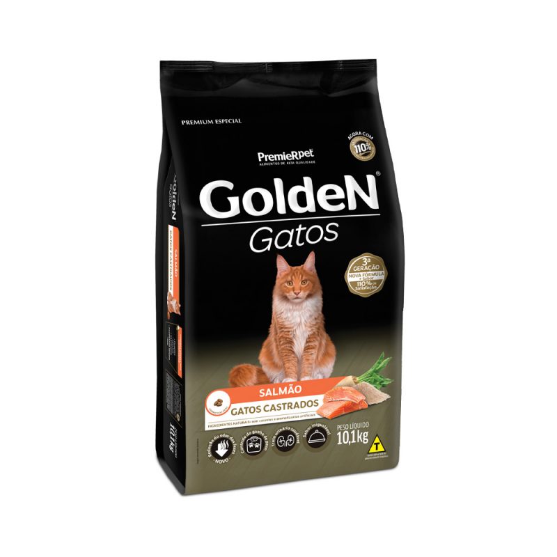 Ração Golden Gatos Castrados Salmão 10,1 kg