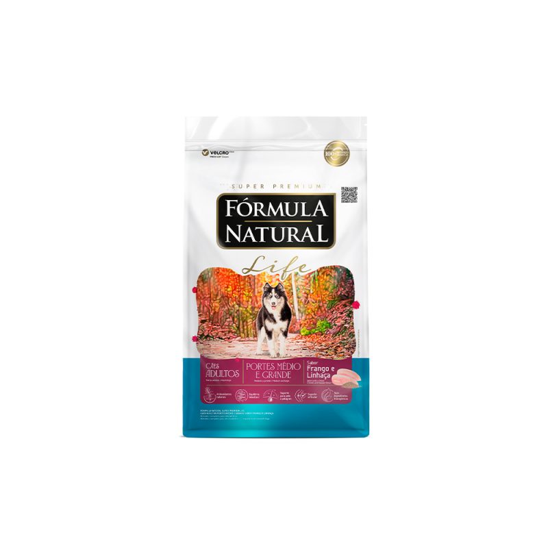 FÓRMULA NATURAL LIFE CÃES ADULTOS RAÇA MÉDIA E GRANDE 15KG