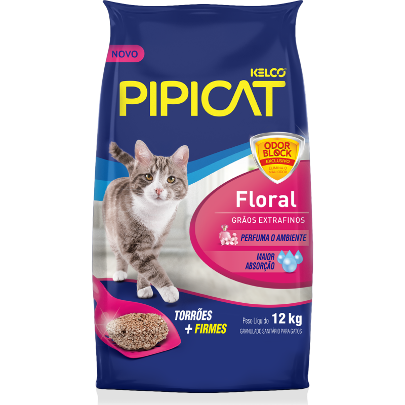 Areia Pipicat Perfumada Floral para Gatos 12 kg