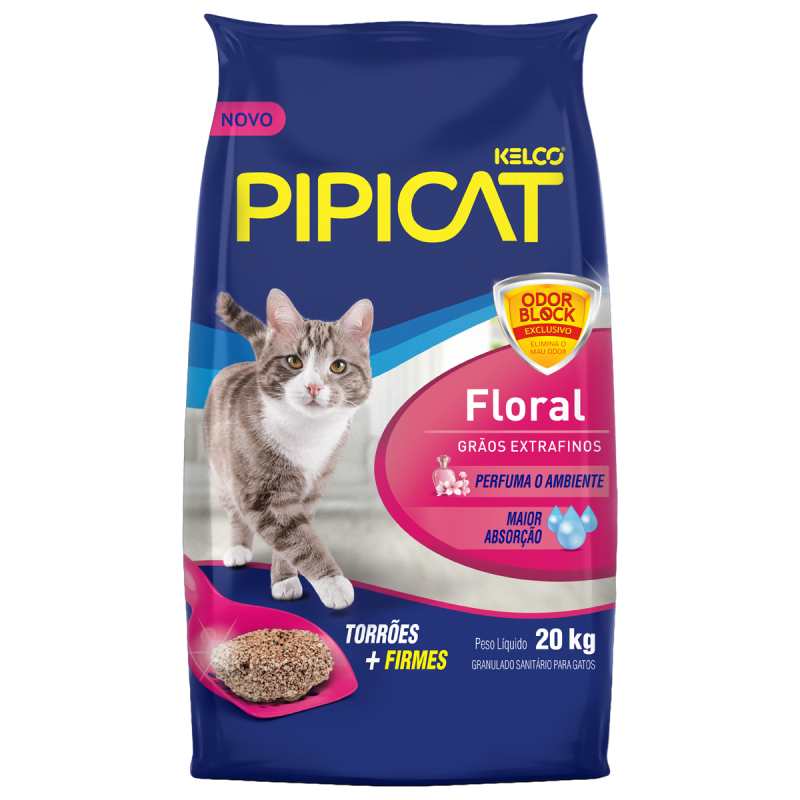 Areia Pipicat Perfumada Floral para Gatos 20 kg