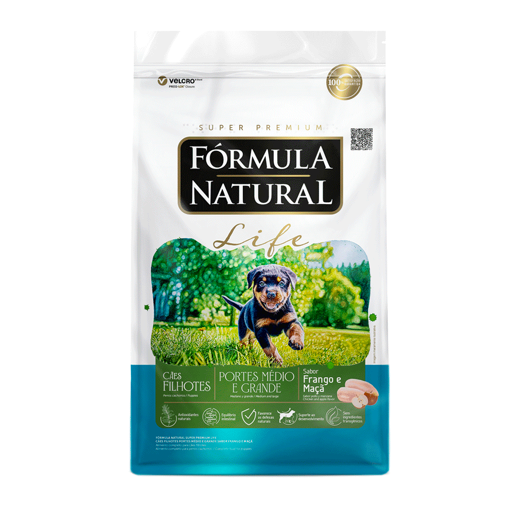 FÓRMULA NATURAL LIFE CÃES FILHOTE RAÇA MÉDIA E GRANDE 15KG