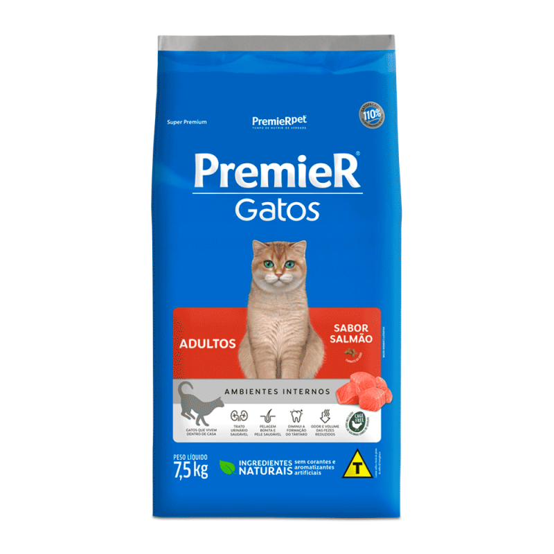 PREMIER GATOS ADULTOS SALMÃO 7,5KG