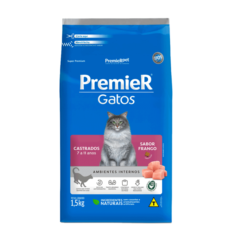 PREMIER GATOS AD CAST 7 A 11 ANOS FRANGO 1,5 KG