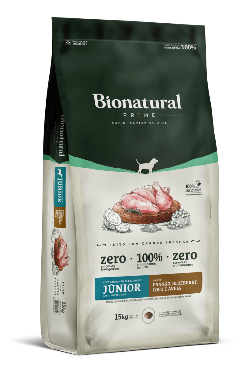 BIONATURAL PRIME CAES FILHOTES FRANGO 15kg