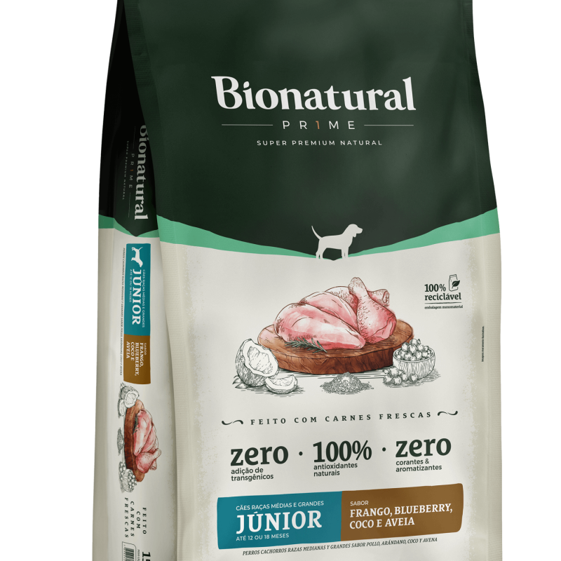 BIONATURAL PRIME CAES FILHOTES FRANGO 15kg