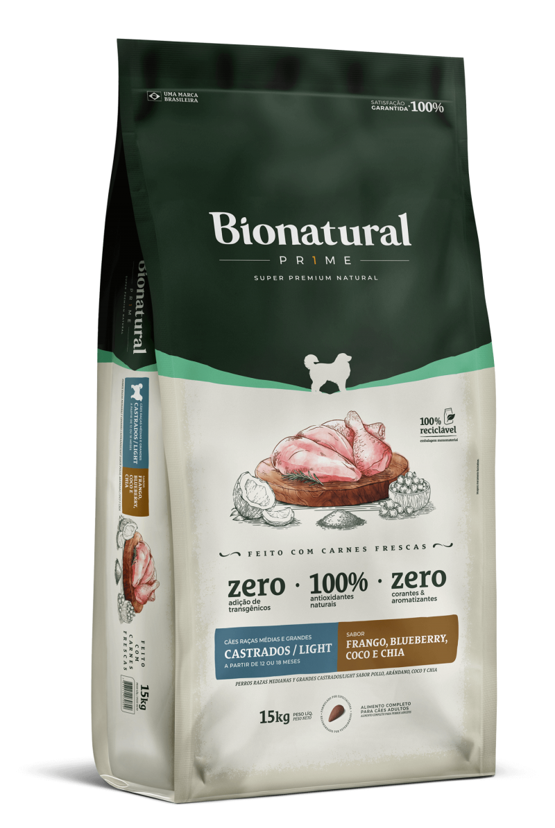 BIONATURAL PRIME CAES AD LIGHT FRANGO 15kg