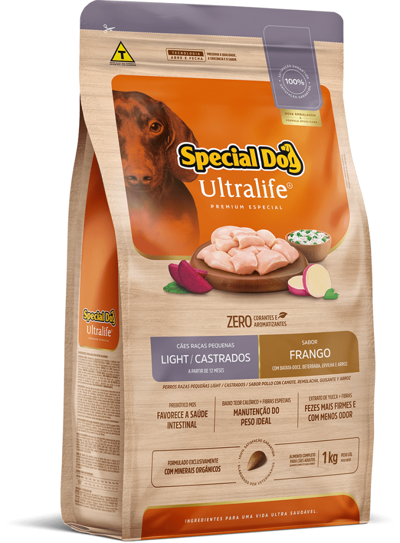 SPECIAL DOG ULTRALIFE CÃES ADULTOS RAÇA PEQUENA LIGHT FRANGO E ARROZ 1 KG