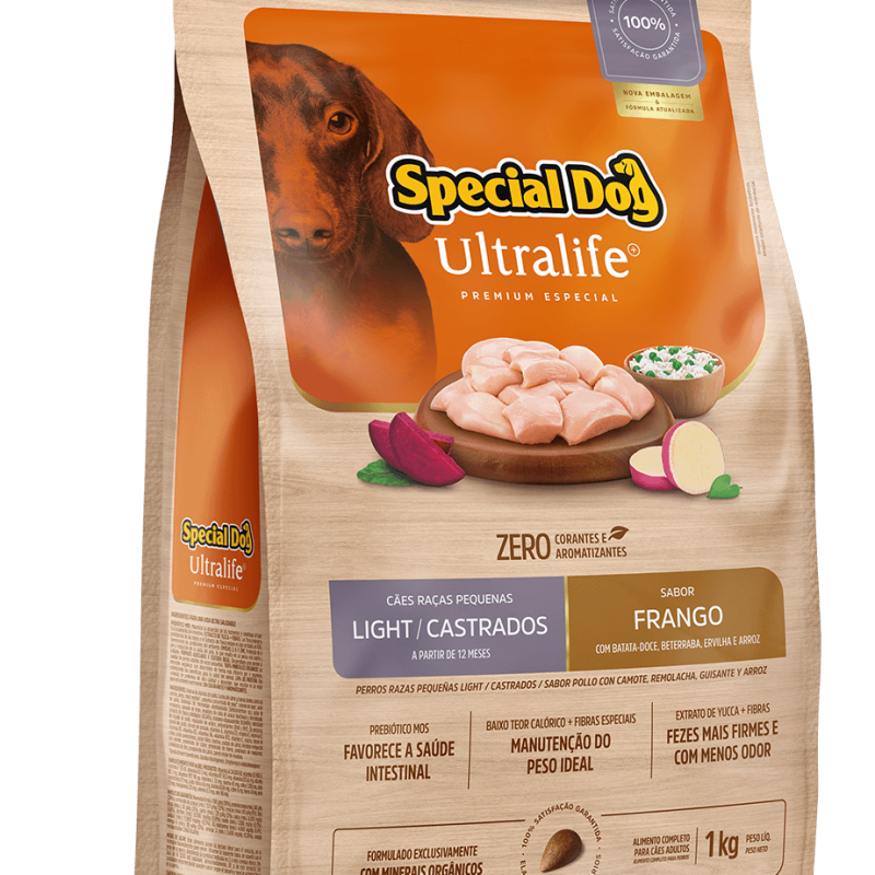 SPECIAL DOG ULTRALIFE CÃES ADULTOS RAÇA PEQUENA LIGHT FRANGO E ARROZ 1 KG