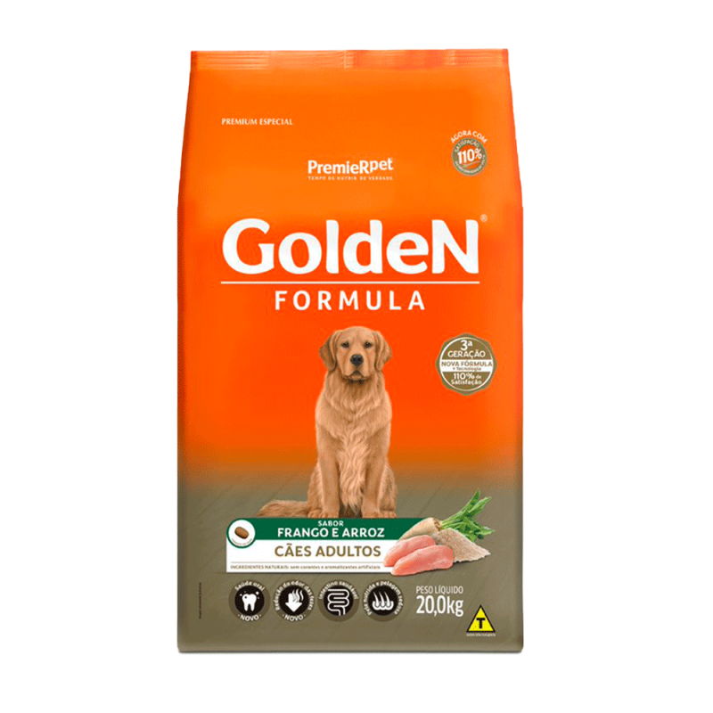 Ração Golden Formula Cães Adultos Frango e Arroz 20 kg