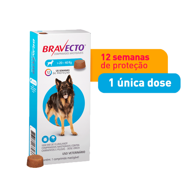 BRAVECTO CÃES ORAL 20 A 40KG 1000MG