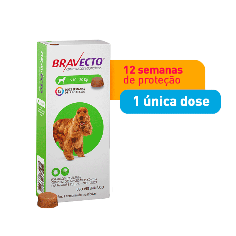 BRAVECTO CÃES ORAL 10 A 20KG 500MG