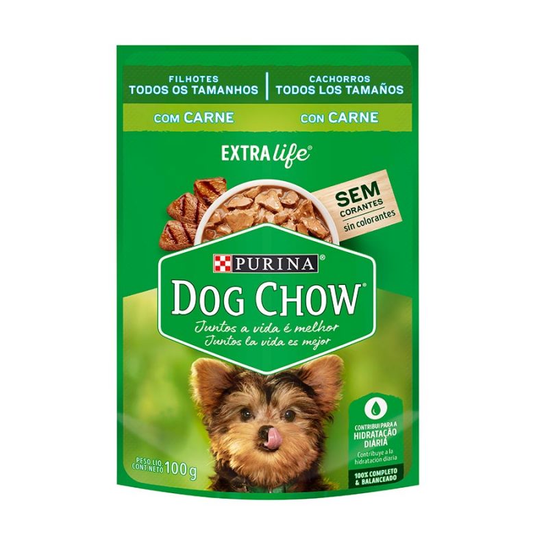 SACHÊ DOG CHOW EXTRA LIFE FILHOTES TODOS OS TAMANHO CARNE 100G