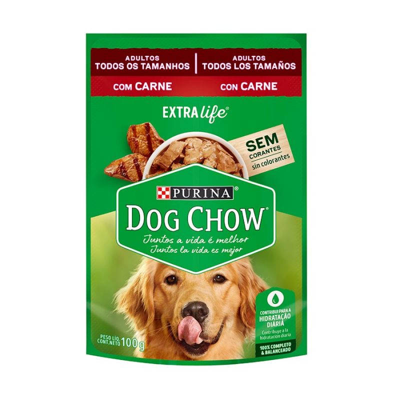 SACHÊ DOG CHOW EXTRA LIFE ADULTOS TODOS OS TAMANHOS CARNE 100G