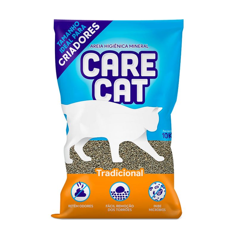 AREIA HIGIÊNICA CARE CAT TRADICIONAL 10KG