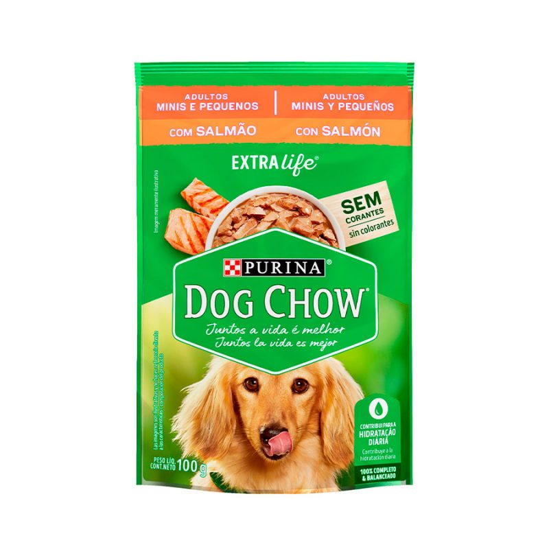 SACHÊ DOG CHOW EXTRA LIFE ADULTOS RAÇA M/P SALMÃO 100G