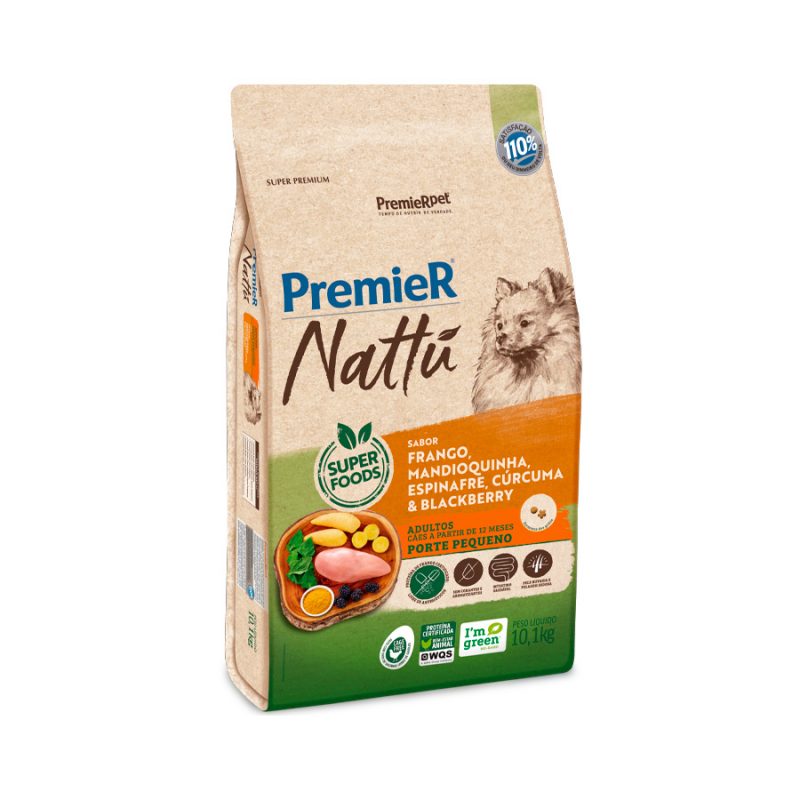 PREMIER NATTU CAES ADULT RP MANDIOQUINHA 10,1KG