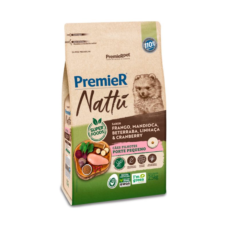 PREMIER NATTU CAES FILHOTE RAÇA PEQUENA MANDIOCA 2,5 KG