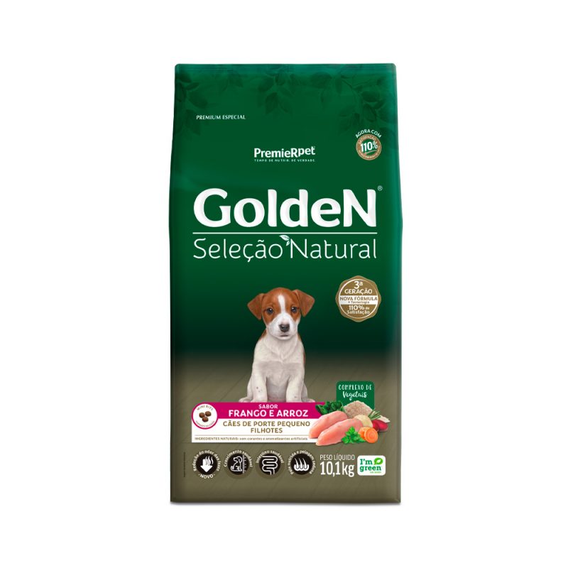 GOLDEN SELEÇÃO NATURAL CÃES FILHOTES RAÇA PEQUENA FRANGO E ARROZ 10KG