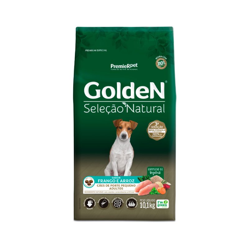 GOLDEN SELEÇÃO NATURAL CÃES ADULTOS RAÇA PEQUENA FRANGO E ARROZ 10KG