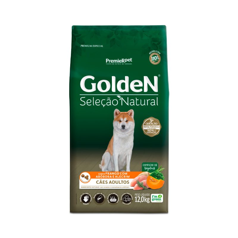 GOLDEN SELEÇÃO NATURAL CÃES ADULTOS ABÓBORA 12KG