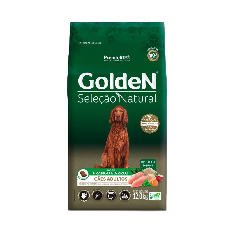 GOLDEN SELEÇÃO NATURAL CÃES ADULTOS FRANGO E ARROZ 12KG