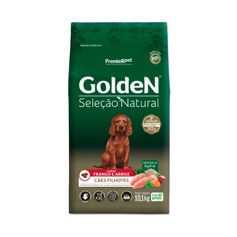 GOLDEN SELEÇÃO NATURAL CÃES FILHOTES FRANGO E ARROZ 10,1KG