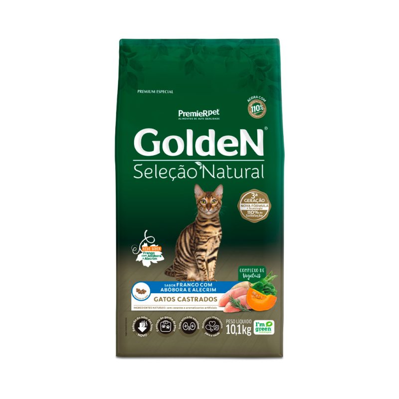 GOLDEN SELEÇÃO NATURAL GATOS CASTRADOS ABÓBORA 10KG