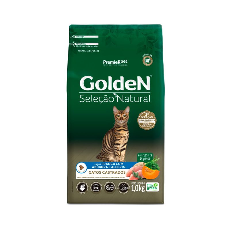 GOLDEN SELEÇÃO NATURAL GATOS CASTRADOS ABÓBORA 1KG