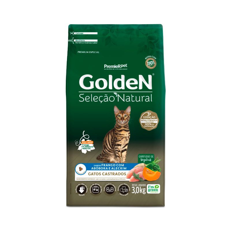 GOLDEN SELEÇÃO NATURAL GATOS CASTRADOS ABÓBORA 3KG