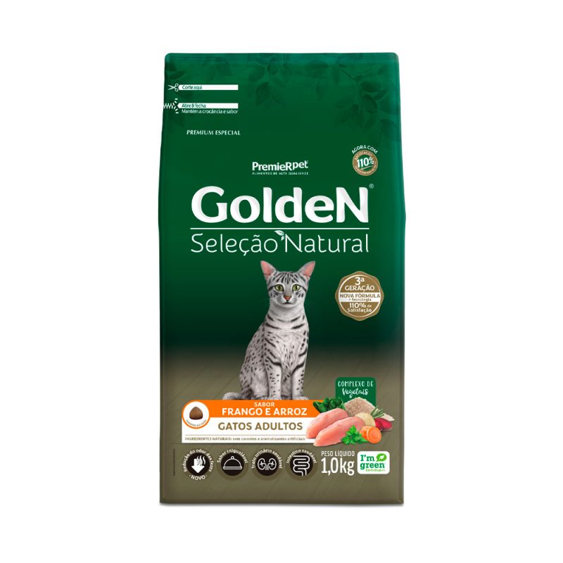 GOLDEN SELEÇÃO NATURAL GATOS ADULTOS FRANGO E ARROZ 1KG