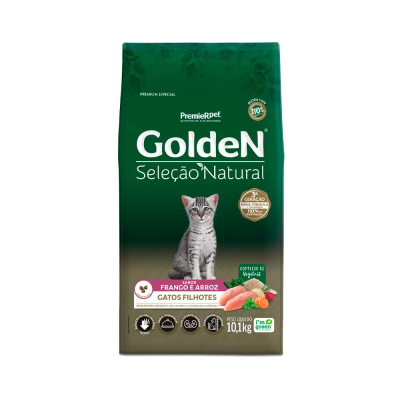 GOLDEN SELEÇÃO NATURAL GATOS FILHOTES FRANGO E ARROZ 10KG