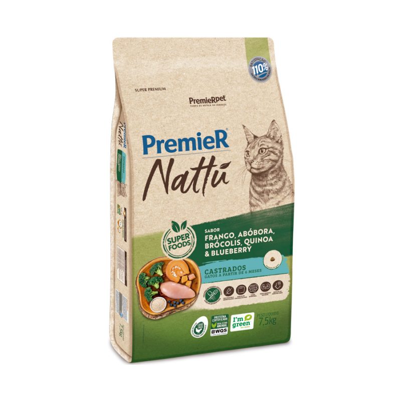 PREMIER NATTU GATOS AD CAST ABOBORA 7,5 KG