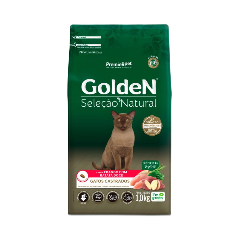 GOLDEN SELEÇÃO NATURAL GATOS ADULTOS CASTRADO BATATA DOCE 1 KG