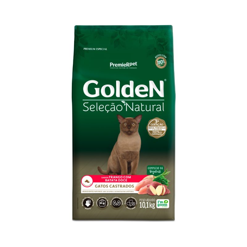 GOLDEN SELEÇÃO NATURAL GATOS ADULTO CASTRADO BATATA DOCE 10,1 KG