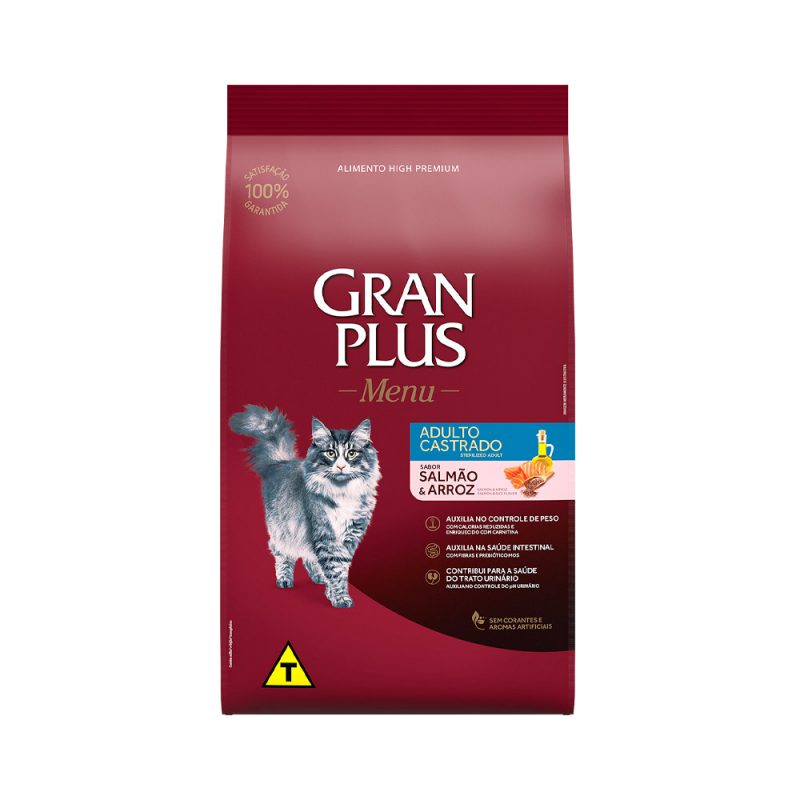 GRANPLUS GATOS ADULTOS CASTRADOS SALMÃO E ARROZ 10KG