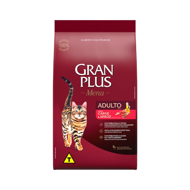 GRANPLUS GATOS ADULTOS CARNE E ARROZ 3KG