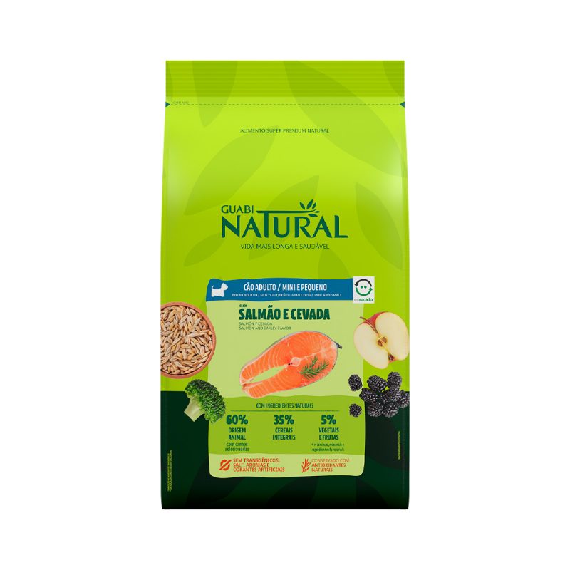 GUABI NATURAL CÃES ADULTOS RAÇAS PEQUENAS SALMÃO E CEVADA 2,5KG