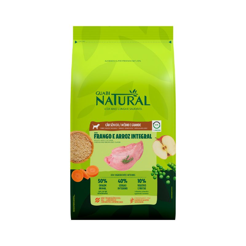 GUABI NATURAL CÃES ADULTOS RAÇA MEDIA E GRANDE SENIOR 12 KG