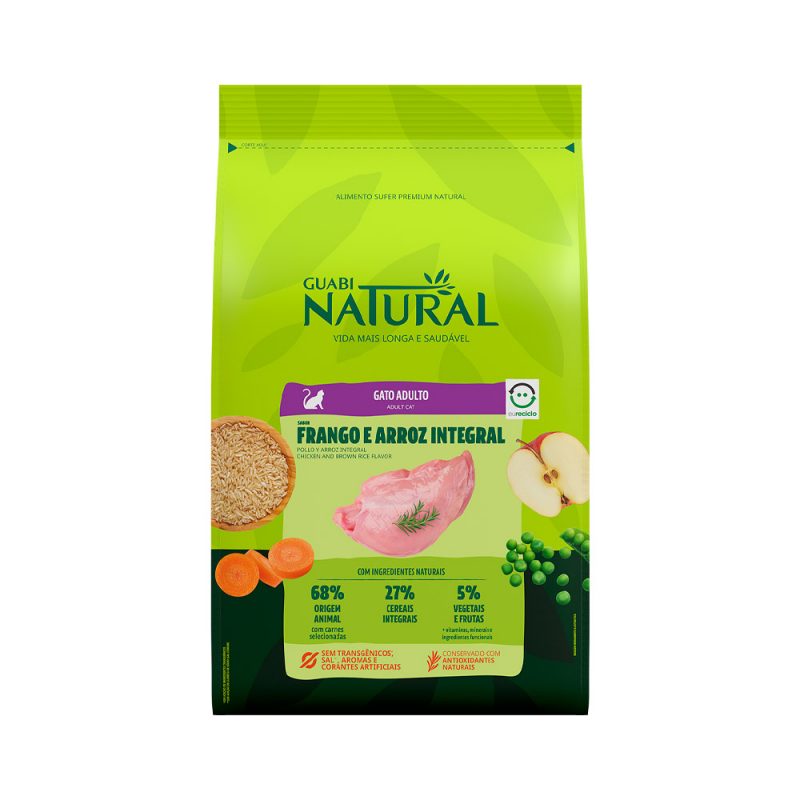 GUABI NATURAL GATOS ADULTOS FRANGO E ARROZ 1,5KG