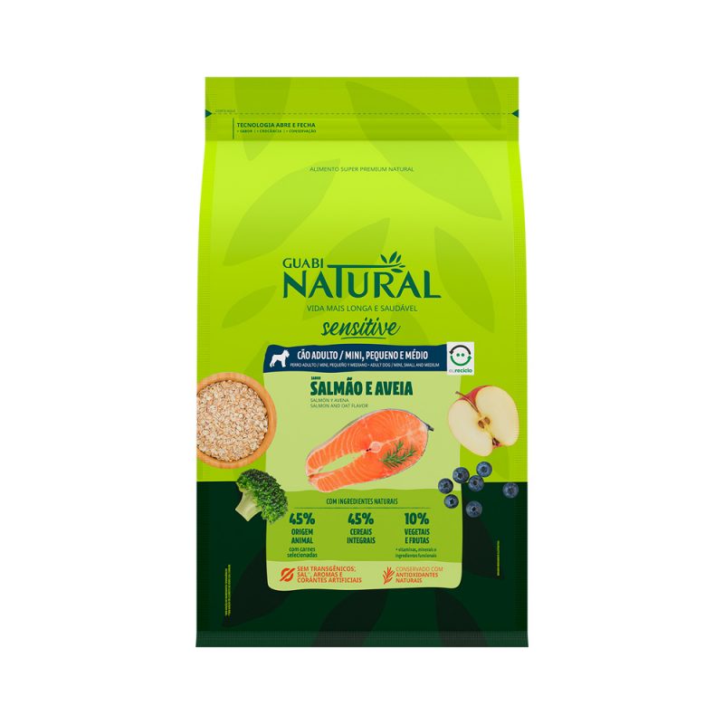 GUABI NATURAL CAES SENSITI MPM SALMAO/AVEIA 10KG