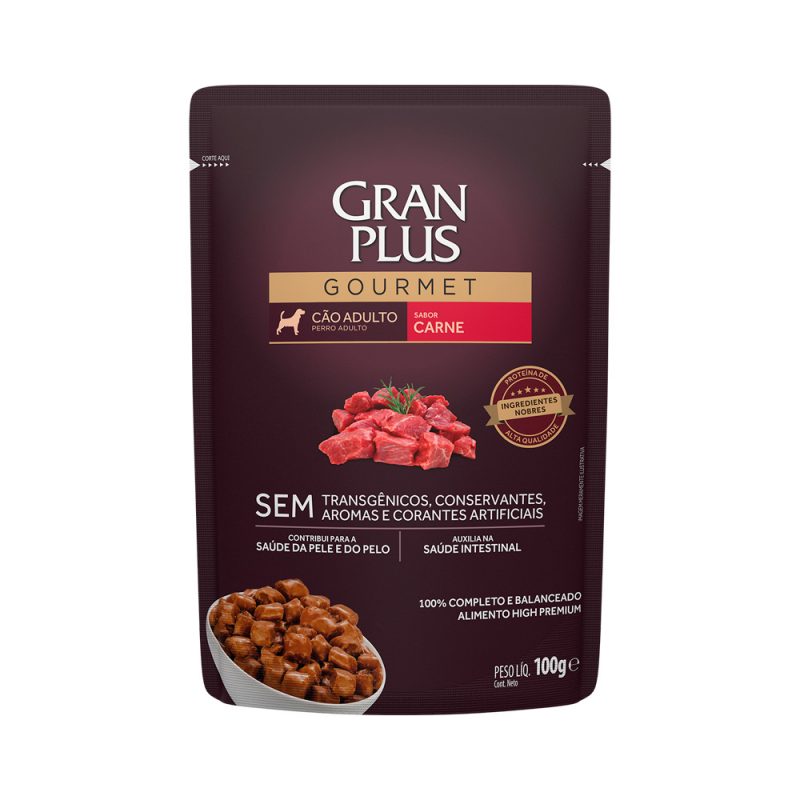 SACHÊ GRANPLUS CÃES ADULTOS CARNE 100G